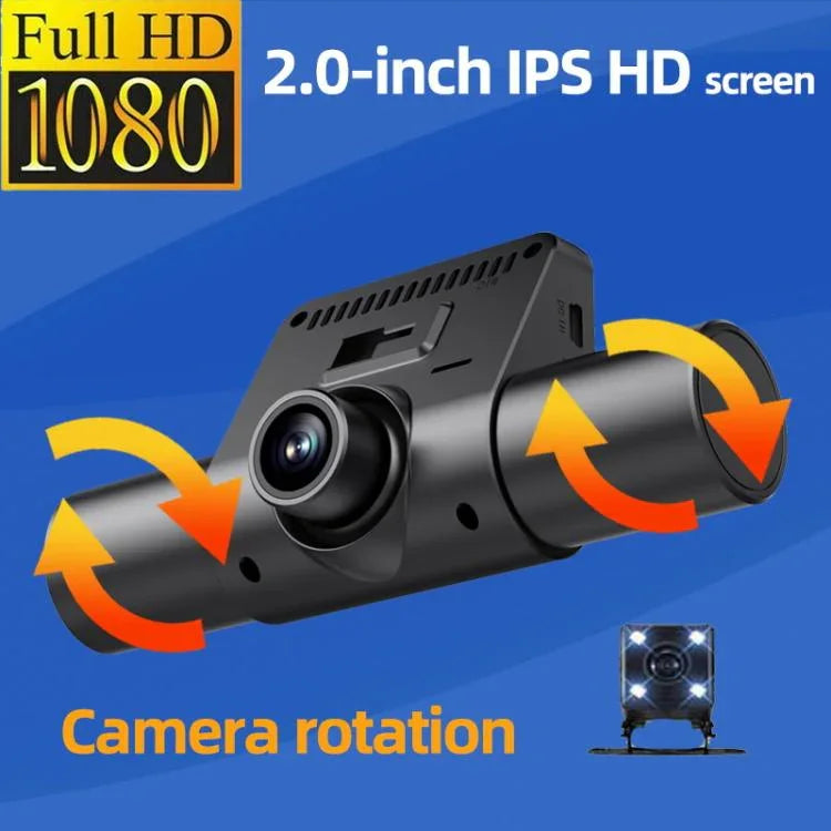 고화질 1080P 적외선 야간 시야 주차 모니터링 블랙박스, 3렌즈, 4렌즈, 4렌즈 + 32G