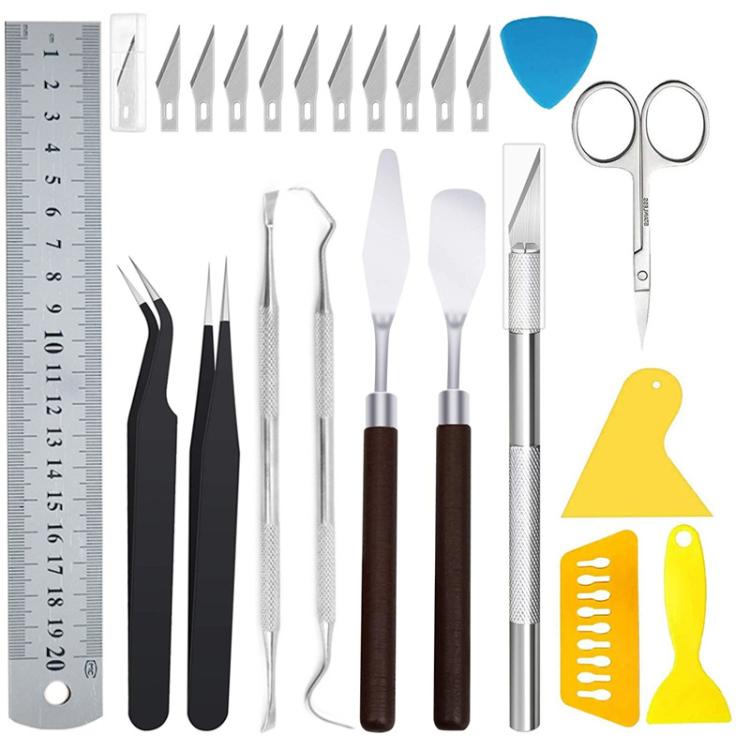 공예 비닐 스티커 벽 데칼 DIY 엠보싱 조각 제초 도구 세트, 23pcs 세트