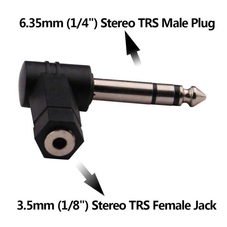 6.35mm to 3.5mm 플러그 90도 헤드폰 마이크 오디오 어댑터, 6.35mm to 3.5mm