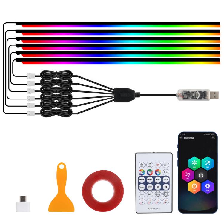 3 Control App Remote Control Colorful Car Interior Ambient Lighting Modified LED Acrylic USB Car Ambient Lighting, 110cm+75cm x 4+35cm+Footlight x 4 10 In 1, 110cm+75cm x 4+35cm 6 In 1, 110cm, 110cm x 2 2 In 1, 110cm x 3 3 In 1, 110cm x 4 4 In 1       ...