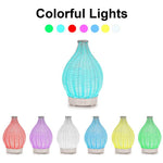 100ML 속이 빈 등나무 초음파 가습기 & 아로마테라피 디퓨저 7색 LED 조명, 5V USB, 24V EU 플러그