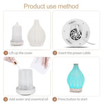 100ML 속이 빈 등나무 초음파 가습기 & 아로마테라피 디퓨저 7색 LED 조명, 5V USB, 24V EU 플러그
