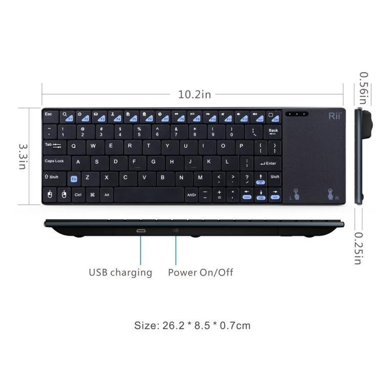 Rii K12+ 오피스 컴퓨터 노트북 무소음 2.4GHz 무선 미니 키보드
