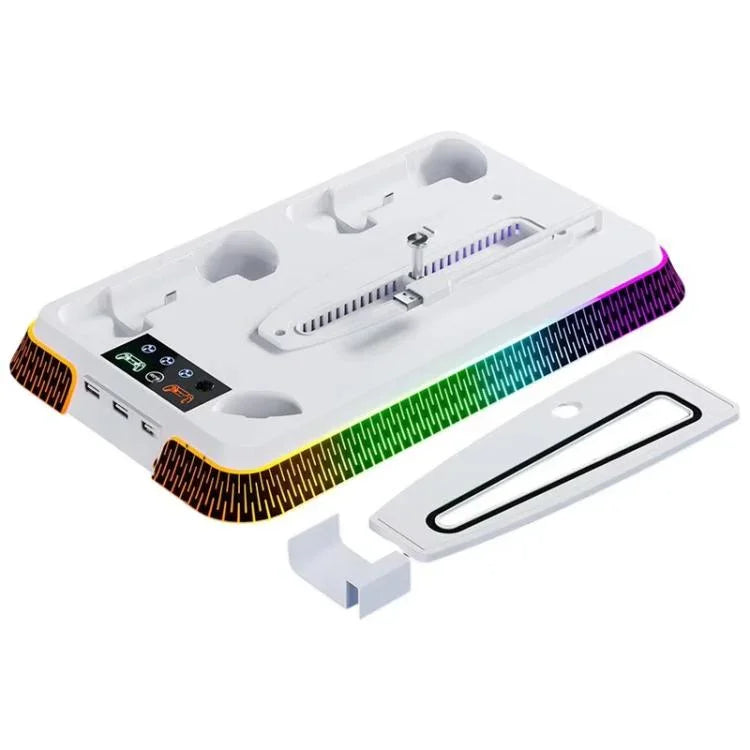 PS5 Pro / PS5 Slim / PS5 다기능 쿨링 베이스 듀얼 핸들 충전 도크, YH66S 피아노 스타일 컬러풀 라이트 화이트, YH66S 피아노 스타일 컬러풀 라이트 블랙, YH66 화이트, YH66 블랙 화이트, YH66 블랙