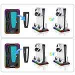PS5 Pro / PS5 Slim / PS5 다기능 쿨링 베이스 듀얼 핸들 충전 도크, YH66S 피아노 스타일 컬러풀 라이트 화이트, YH66S 피아노 스타일 컬러풀 라이트 블랙, YH66 화이트, YH66 블랙 화이트, YH66 블랙
