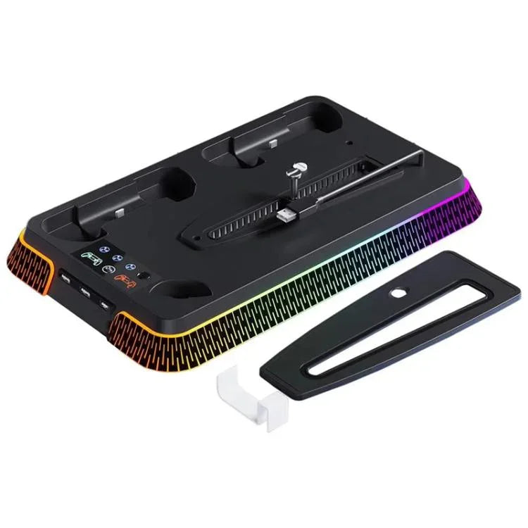 PS5 Pro / PS5 Slim / PS5 다기능 쿨링 베이스 듀얼 핸들 충전 도크, YH66S 피아노 스타일 컬러풀 라이트 화이트, YH66S 피아노 스타일 컬러풀 라이트 블랙, YH66 화이트, YH66 블랙 화이트, YH66 블랙