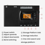 FM/AM/SW 전대역 휴대용 시계 LCD 시계 제어 라디오 플레이어, EU용, 미국용