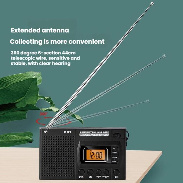 FM/AM/SW 전대역 휴대용 시계 LCD 시계 제어 라디오 플레이어, EU용, 미국용