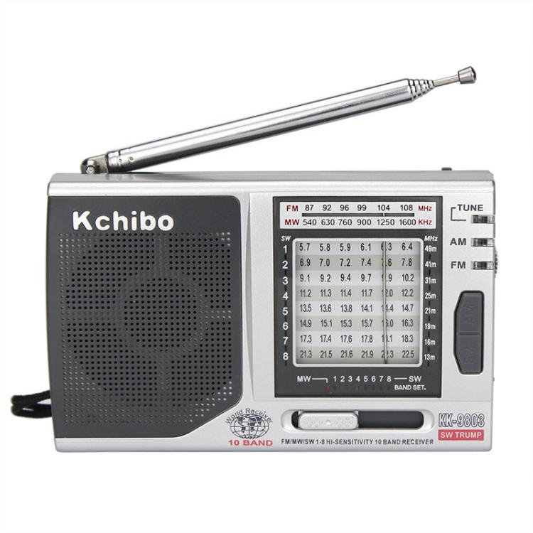 Kchibo 10밴드 AM/FM/SW 휴대용 라디오 고음질 스피커 콤팩트 미니 다중 대역 수신기, KK-9803