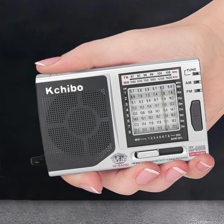 Kchibo 10밴드 AM/FM/SW 휴대용 라디오 고음질 스피커 콤팩트 미니 다중 대역 수신기, KK-9803