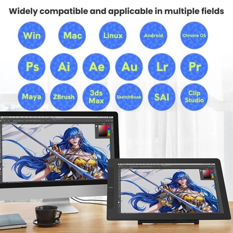 VEIKK VK2200PRO 21.5 인치 디지털 스크린 핸드 드로잉 스크린 전자 드로잉 스크린 모바일폰 호환, EU 플러그, US 플러그, UK 플러그