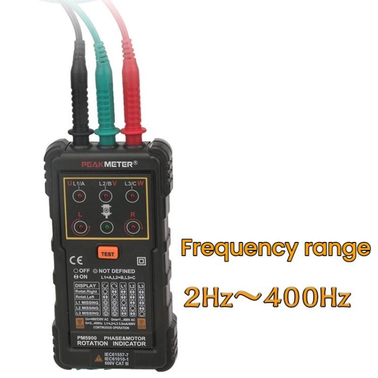 PEAKMETER 3상 AC 모터 회전 위상 순서 테스터, PM5900