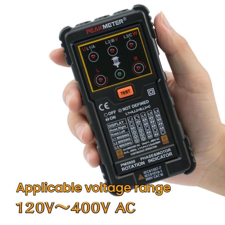 PEAKMETER 3상 AC 모터 회전 위상 순서 테스터, PM5900