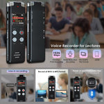 휴대용 HD 소음 제거 음성 활성화 디지털 음성 녹음기 회의용, 64GB, 128GB