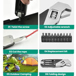 Folding Hex Key Screwdriver Stainless Steel Adjustable Wrench EDC Multi-Function Tools, 8 In 1