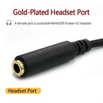 Razer Kraken V2 3.5mm 남성-여성 2-in-1 연장 케이블 오디오 어댑터, ZS0190