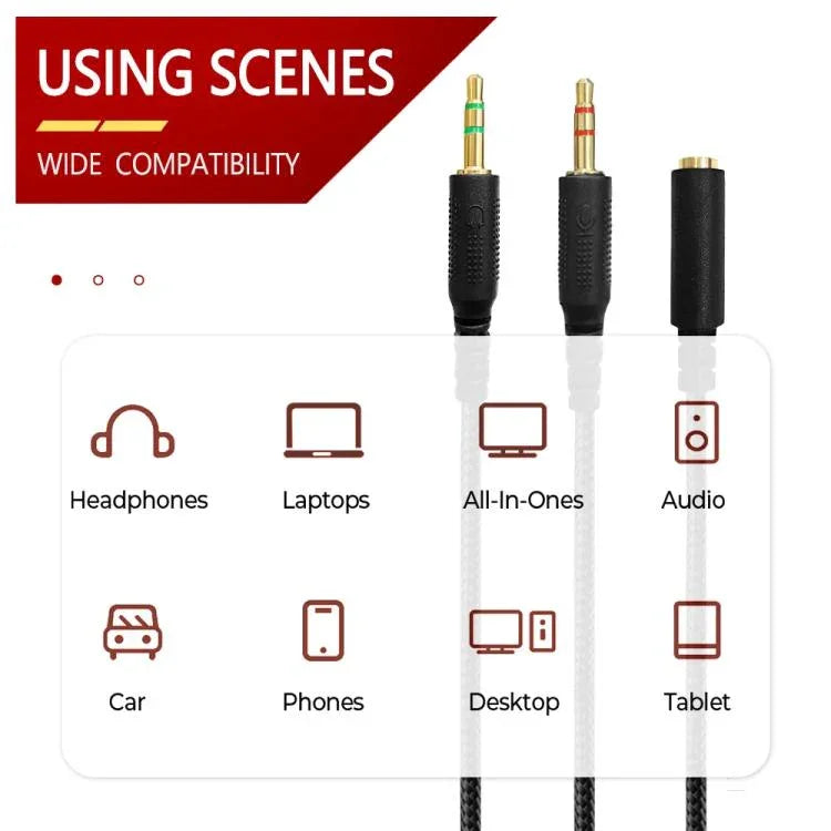 Razer Kraken V2 3.5mm 남성-여성 2-in-1 연장 케이블 오디오 어댑터, ZS0190
