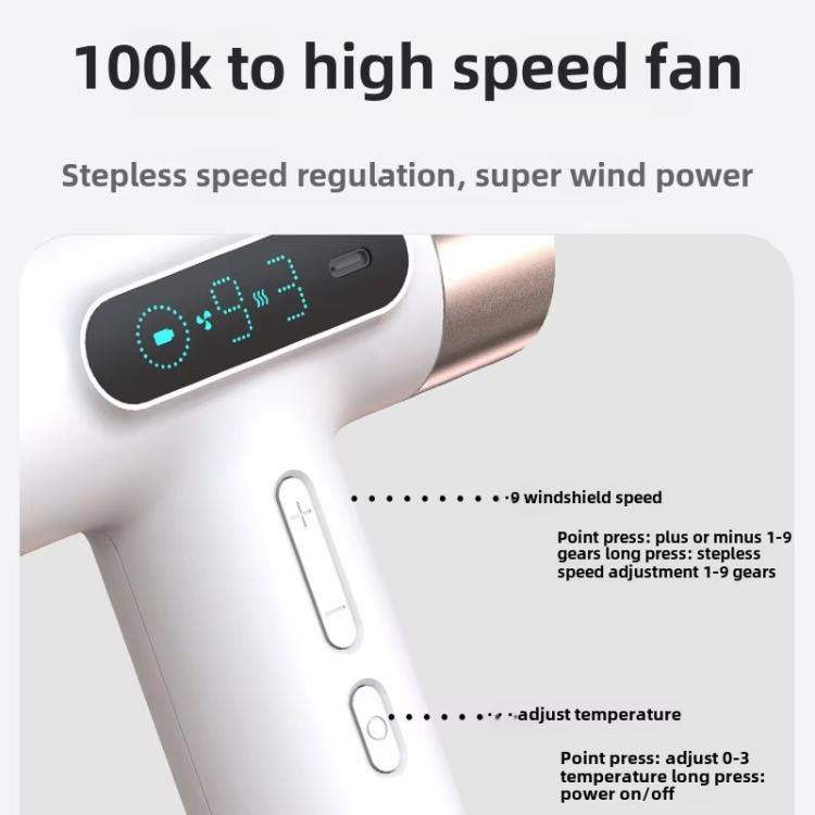 무선 고속 헤어 드라이어 100,000 RPM 모터, USB-C 고속 충전 & 15600mAh 내장 배터리