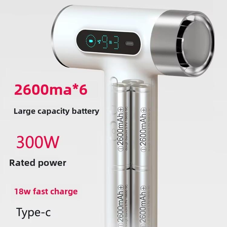 무선 고속 헤어 드라이어 100,000 RPM 모터, USB-C 고속 충전 & 15600mAh 내장 배터리