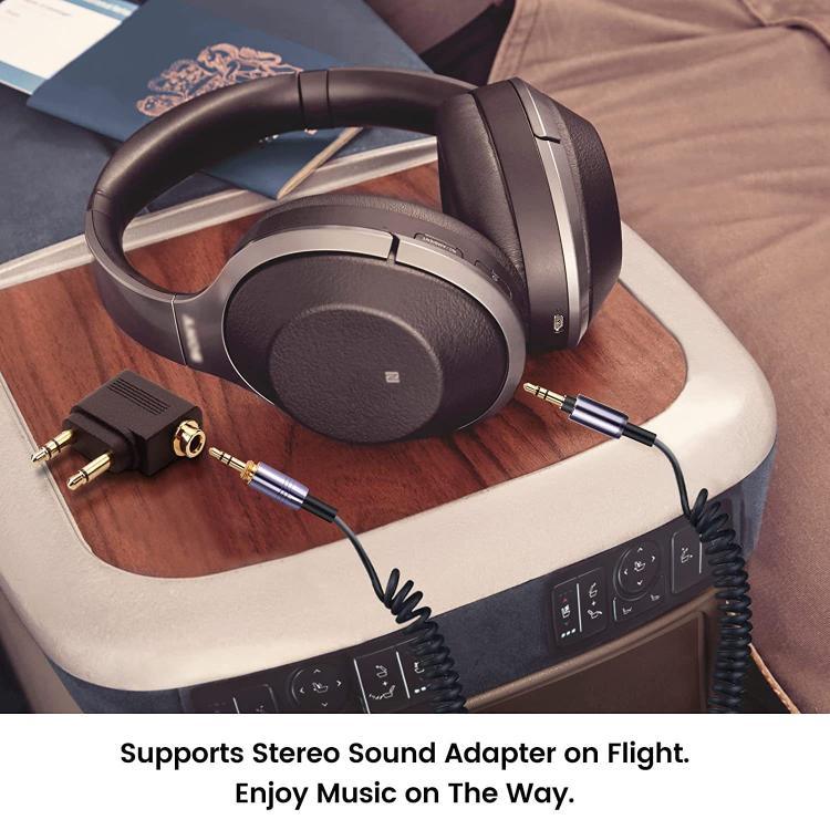 Sony WH-1000XM3 / WH-1000XM2 / WH-1000XM4 / WH-H900N / WH-H800용 헤드폰 스프링 오디오 케이블, 1.5m 스프링