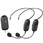 무선 2.4G 마이크 증폭기 휴대용 마이크, 1 입력 1 라펠 클립, 1 입력 1 헤드웨어, 1 입력 2 라펠 클립, 1 입력 2 헤드웨어