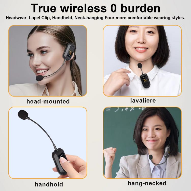 무선 2.4G 마이크 증폭기 휴대용 마이크, 1 입력 1 라펠 클립, 1 입력 1 헤드웨어, 1 입력 2 라펠 클립, 1 입력 2 헤드웨어