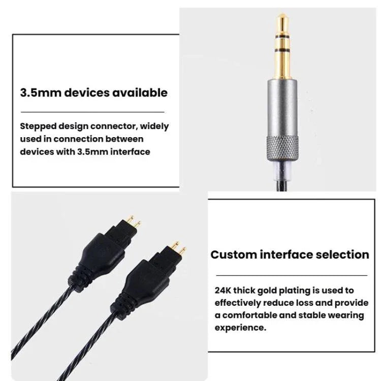 Sennheiser HD414 / HD650 / HD600 / HD580 / HD660S용 헤드폰 오디오 케이블, 2m, 1.2m