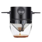 Portable Paperless Coffee Filter Cup Coffee Drip Filter Cone, White, Black, Black With Base, White With Base