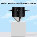 Portable Paperless Coffee Filter Cup Coffee Drip Filter Cone, White, Black, Black With Base, White With Base