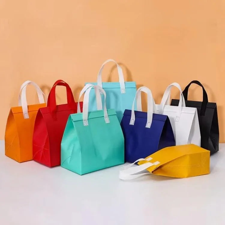 알루미늄 호일 보온 테이크아웃 가방, 1팩에 50개, 크기: 21x26x11cm, 소형 21x26x11cm, 중형 24x24x15cm, 대형 26x26x17cm, 특대형 30x30x20cm