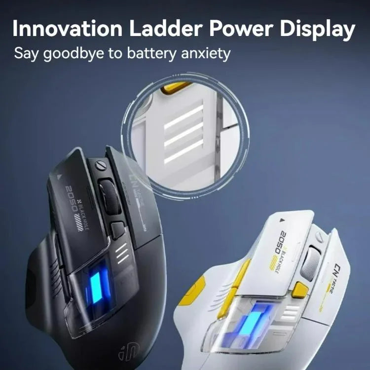 Inphic 블루투스 무선 마우스 사무용 & 게이밍 LED 충전 마우스, 듀얼 모드 화이트, 트리 모드 블랙, 트리 모드 화이트