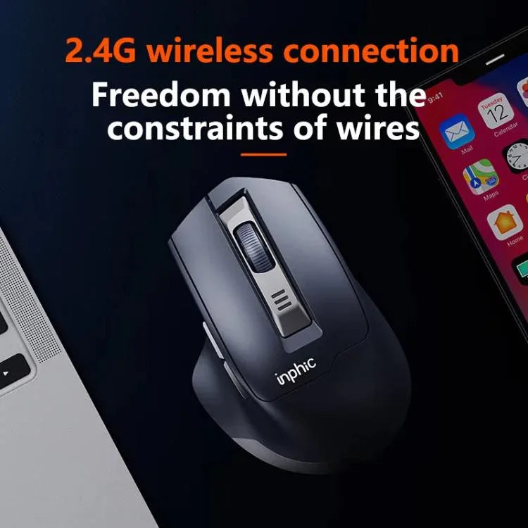 Inphic M9 2.4G 무선 마우스 비즈니스 사무용 가정용 인체공학적 무음 컴퓨터 마우스, M9