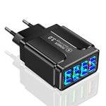 5.1A QC3.0 고속 충전 4USB 포트 휴대폰 충전기, EU 플러그, US 플러그, UK 플러그