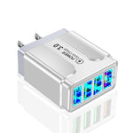 5.1A QC3.0 고속 충전 4USB 포트 휴대폰 충전기, EU 플러그, US 플러그, UK 플러그