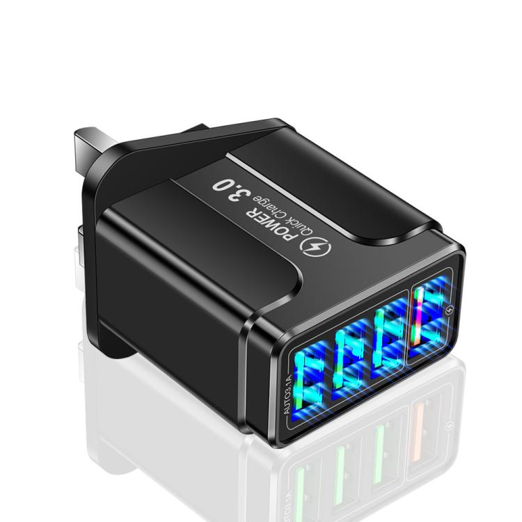 5.1A QC3.0 고속 충전 4USB 포트 휴대폰 충전기, EU 플러그, US 플러그, UK 플러그