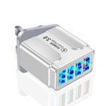 5.1A QC3.0 고속 충전 4USB 포트 휴대폰 충전기, EU 플러그, US 플러그, UK 플러그