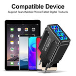 5.1A QC3.0 고속 충전 4USB 포트 휴대폰 충전기, EU 플러그, US 플러그, UK 플러그