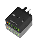 65W 6USB 포트 QC3.0 고속 충전 휴대폰 충전기, EU 플러그 (블랙), EU 플러그 (화이트), US 플러그 (블랙), US 플러그 (화이트), UK 플러그 (블랙), UK 플러그 (화이트)