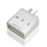 65W 6USB 포트 QC3.0 고속 충전 휴대폰 충전기, EU 플러그 (블랙), EU 플러그 (화이트), US 플러그 (블랙), US 플러그 (화이트), UK 플러그 (블랙), UK 플러그 (화이트)