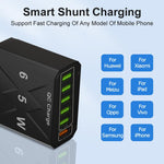 65W 6USB 포트 QC3.0 고속 충전 휴대폰 충전기, EU 플러그 (블랙), EU 플러그 (화이트), US 플러그 (블랙), US 플러그 (화이트), UK 플러그 (블랙), UK 플러그 (화이트)