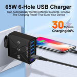 65W 6USB 포트 QC3.0 고속 충전 휴대폰 충전기, EU 플러그 (블랙), EU 플러그 (화이트), US 플러그 (블랙), US 플러그 (화이트), UK 플러그 (블랙), UK 플러그 (화이트)