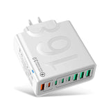 150W 4USB+4타입-C 8포트 QC3.0 고속 충전 휴대폰 충전기, EU 플러그 (블랙), EU 플러그 (화이트), EU 플러그 (옐로우), US 플러그 (블랙), US 플러그 (화이트), US 플러그 (옐로우), UK 플러그 (블랙), UK 플러그 (화이트), UK 플러그 (옐로우)