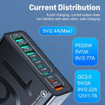 150W 4USB+4타입-C 8포트 QC3.0 고속 충전 휴대폰 충전기, EU 플러그 (블랙), EU 플러그 (화이트), EU 플러그 (옐로우), US 플러그 (블랙), US 플러그 (화이트), US 플러그 (옐로우), UK 플러그 (블랙), UK 플러그 (화이트), UK 플러그 (옐로우)