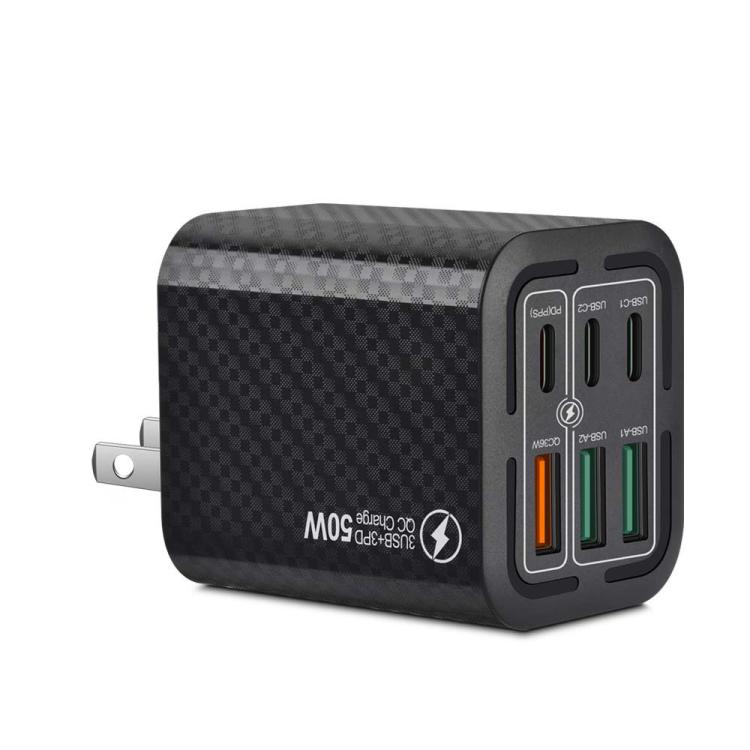 50W 3USB+3타입-C 6포트 고속 충전 휴대폰 충전기, EU 플러그 (블랙), EU 플러그 (화이트), EU 플러그 (옐로우), US 플러그 (블랙), US 플러그 (화이트), US 플러그 (옐로우), UK 플러그 (블랙), UK 플러그 (화이트), UK 플러그 (옐로우)