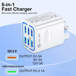BK321 6USB 멀티 포트 고속 충전 휴대폰 충전기, EU 플러그 (블랙), EU 플러그 (화이트), EU 플러그 (옐로우), US 플러그 (블랙), US 플러그 (화이트), US 플러그 (옐로우), UK 플러그 (블랙), UK 플러그 (화이트), UK 플러그 (옐로우)