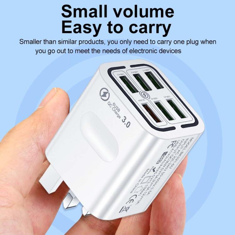 BK321 6USB 멀티 포트 고속 충전 휴대폰 충전기, EU 플러그 (블랙), EU 플러그 (화이트), EU 플러그 (옐로우), US 플러그 (블랙), US 플러그 (화이트), US 플러그 (옐로우), UK 플러그 (블랙), UK 플러그 (화이트), UK 플러그 (옐로우)