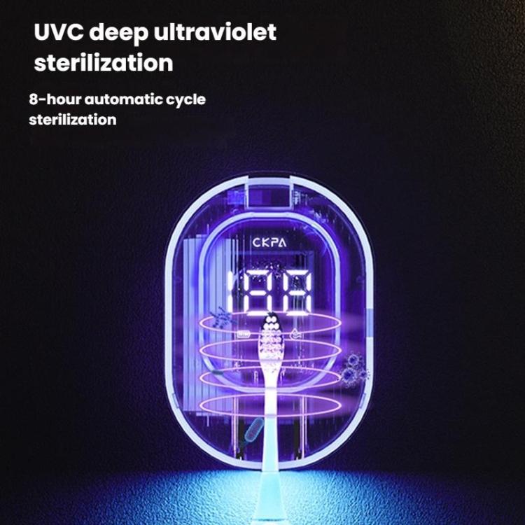 CKPA 충전식 UV 칫솔 살균기 및 홀더 스마트 디스플레이 포함, 전동 칫솔용 무타공 접착식 마운트