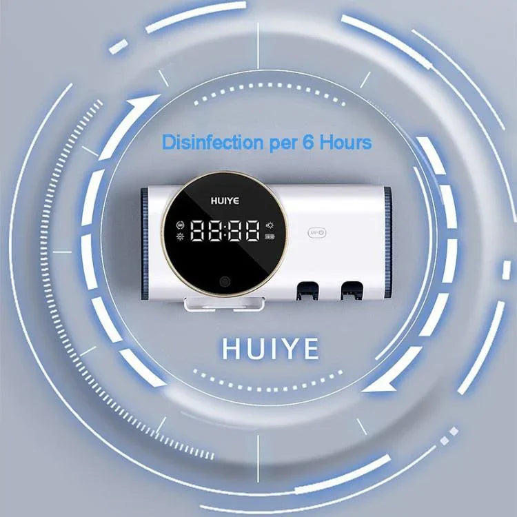 HUIYE UV 칫솔 및 면도기 살균 건조기 LCD 디스플레이 벽걸이형 무타공 전동 칫솔 살균기