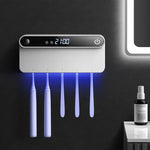 인체 센서, 시간 표시, USB-C 고속 충전, 무타공 벽걸이 홀더가 있는 스마트 UV 칫솔 살균기 및 건조기