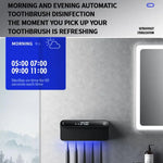 인체 센서, 시간 표시, USB-C 고속 충전, 무타공 벽걸이 홀더가 있는 스마트 UV 칫솔 살균기 및 건조기